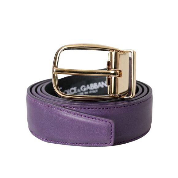Dolce & Gabbana Purple Leather Gold Metal Buckle Belt Men's Men